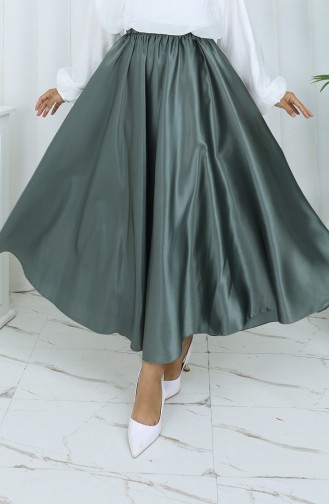 Satinrock Mit Elastischer Taille 0202-01 Schimmelgrün 0202-01