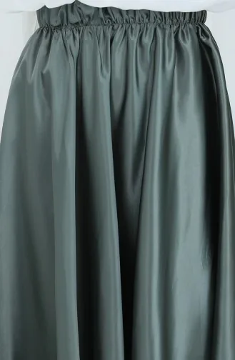 Jupe En Satin à Taille élastique 0202-01 Vert Moisissure 0202-01