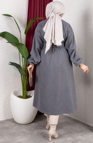 معطف كشمير ذو ياقة مزدوجة الصدر 2059-03 رمادي 2059-03