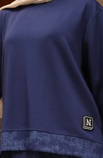 بدلة حجاب من قماش منقوش من Oysho 0218-01 أزرق داكن 0218-01