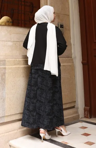 بدلة حجاب منقوشة من قماش أويشو 0218-05 أسود 0218-05