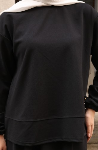 Zweiteiliges Set Aus Scuba-Stoff Mit Hijab-Tunika Und Rock 0221-01 Schwarz 0221-01