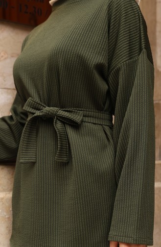 Geribbelde Geknoopte Hijab-broekset 2172-02 Donkergroen 2172-02