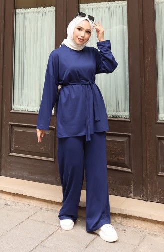 Hosenanzug Mit Hijab Und Spitzendetails Modell 2174-01 Marineblau 2174-01