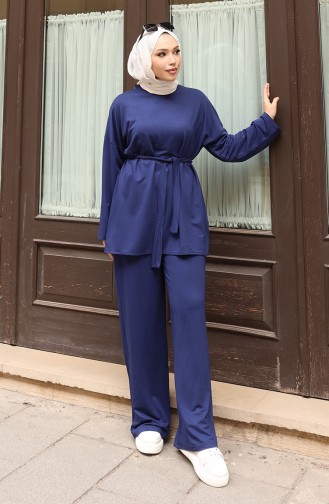 Hosenanzug Mit Hijab Und Spitzendetails Modell 2174-01 Marineblau 2174-01