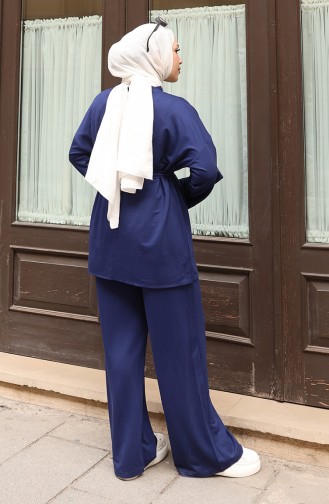 Hosenanzug Mit Hijab Und Spitzendetails Modell 2174-01 Marineblau 2174-01