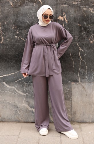 Kanten Gedetailleerd Hijab Broekpak 2174-02 Grijs 2174-02