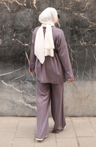 Kanten Gedetailleerd Hijab Broekpak 2174-02 Grijs 2174-02