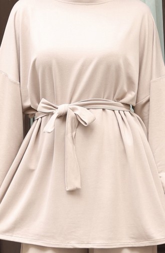 Kanten Gedetailleerd Hijab Broekpak 2174-03 Beige 2174-03