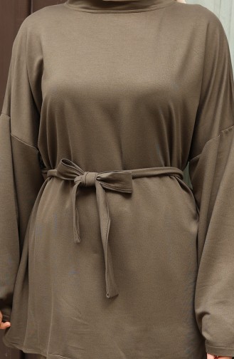 Kanten Gedetailleerd Hijab-broekpak 2174-04 Khaki 2174-04