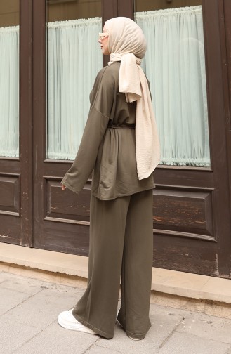 Kanten Gedetailleerd Hijab-broekpak 2174-04 Khaki 2174-04