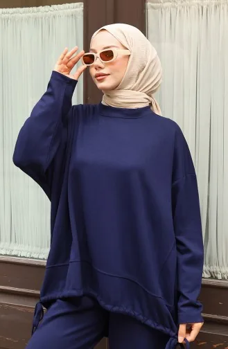 Hosenanzug Mit Hijab Und Spitzendetails Modell 2175-01 Marineblau 2175-01