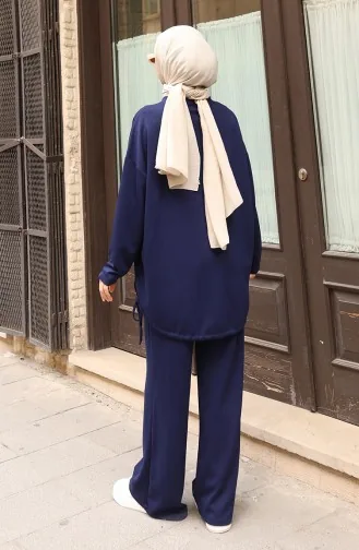 Hosenanzug Mit Hijab Und Spitzendetails Modell 2175-01 Marineblau 2175-01