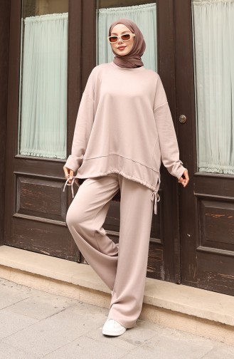 Hosenanzug Mit Hijab Und Spitzendetails Modell 2175-02 Beige 2175-02