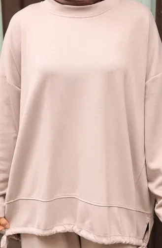 Kanten Gedetailleerd Hijab Broekpak 2175-02 Beige 2175-02