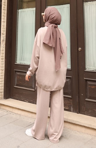 Hosenanzug Mit Hijab Und Spitzendetails Modell 2175-02 Beige 2175-02