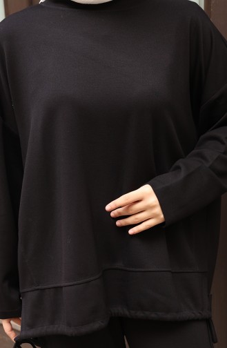 Ensemble Pantalon Et Hijab Orné De Dentelle 2175-03 Noir 2175-03