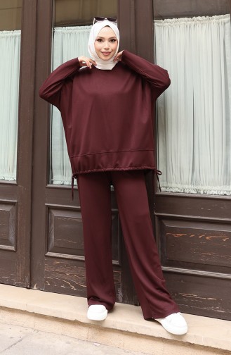 Hosenanzug Mit Hijab Und Spitzendetails Modell 2175-04 Braun 2175-04