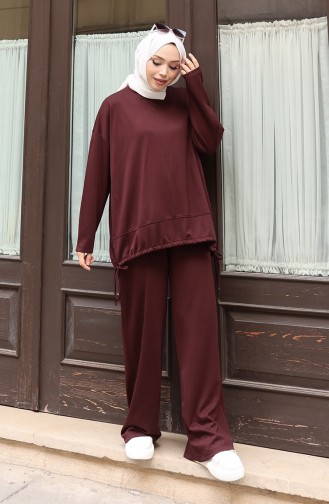 Hosenanzug Mit Hijab Und Spitzendetails Modell 2175-04 Braun 2175-04