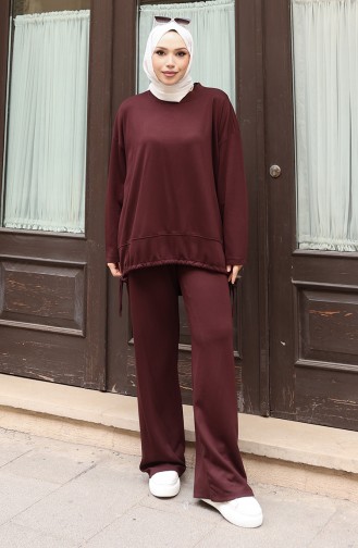 Hosenanzug Mit Hijab Und Spitzendetails Modell 2175-04 Braun 2175-04