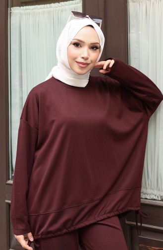 Hosenanzug Mit Hijab Und Spitzendetails Modell 2175-04 Braun 2175-04