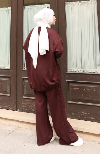 Hosenanzug Mit Hijab Und Spitzendetails Modell 2175-04 Braun 2175-04