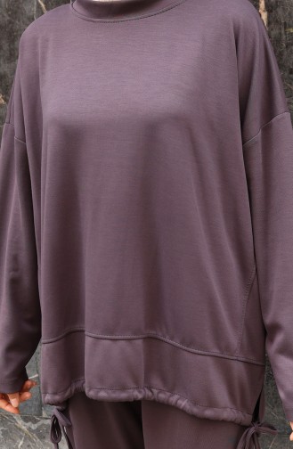 Ensemble Pantalon Et Hijab Orné De Dentelle 2175-05 Anthracite 2175-05