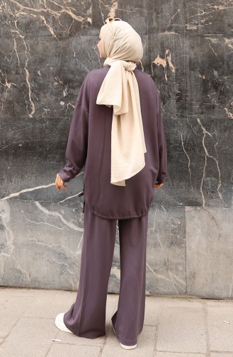 Ensemble Pantalon Et Hijab Orné De Dentelle 2175-05 Anthracite 2175-05