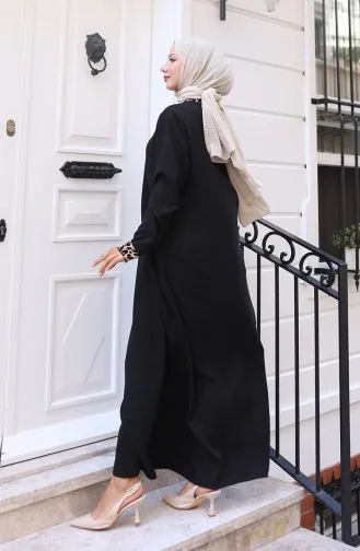 Robe à Imprimé Léopard 0119-01 Noir 0119-01