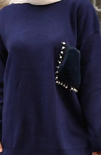 Triko Cep Detaylı Tunik Pantolon İkili Takım 1093-03 Lacivert