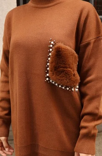 Ensemble Deux Pièces En Maille Tunique Et Pantalon à Poches Réf. 1093-04 Marron 1093-04