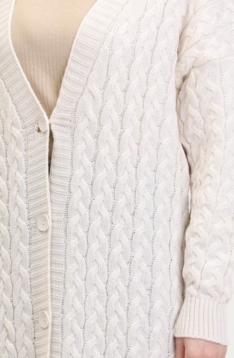 Düğmeli Uzun Triko Hırka 0377-01 Ekru