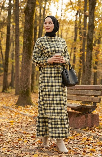 Lumberjack Fabric Belted Dress 0561-04 Geel 0561-04