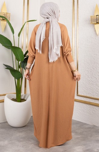 Vleermuismouwen Crêpejurk 2000-05 Lichtbruin 2000-05