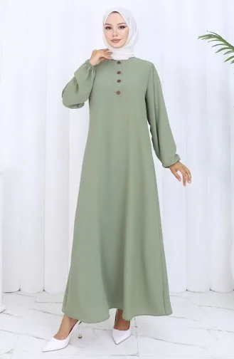Jurk Met Knoopdetail 4114-03 Amandelgroen 4114-03