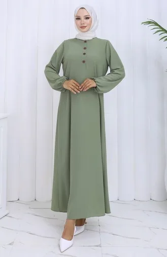 Jurk Met Knoopdetail 4114-03 Amandelgroen 4114-03