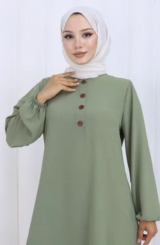 Jurk Met Knoopdetail 4114-03 Amandelgroen 4114-03