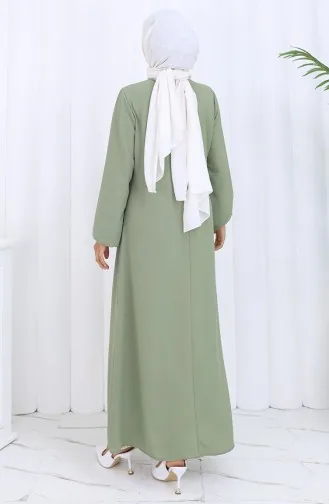 Jurk Met Knoopdetail 4114-03 Amandelgroen 4114-03