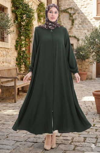 Fermuarlı Mevlana Ferace 4106-02 Zümrüt Yeşili