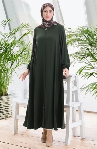 Fermuarlı Mevlana Ferace 4106-02 Zümrüt Yeşili