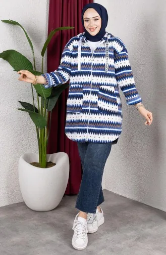 Gemusterter Kapuzen-Plüschcardigan 2062-03 Saks 2062-03