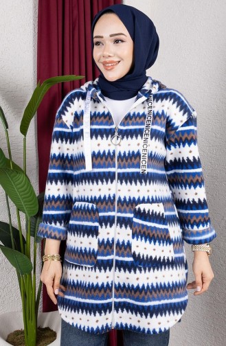 Patterned Hooded Plush Cardigan 2062-03 Saks 2062-03