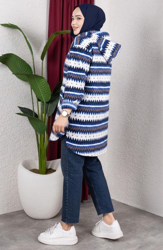 Patterned Hooded Plush Cardigan 2062-03 Saks 2062-03