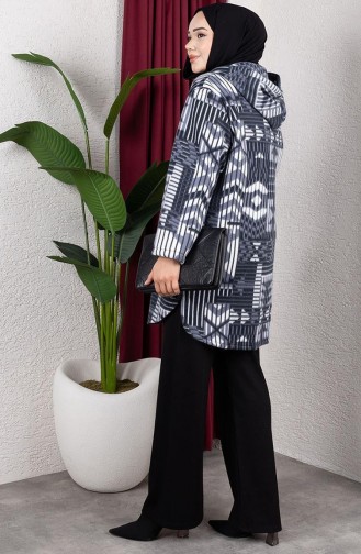 Gilet En Peluche à Capuche à Motifs 2062-04 Anthracite 2062-04