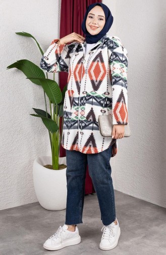 Gilet En Peluche à Capuche à Motifs 2062-06 Saumon 2062-06