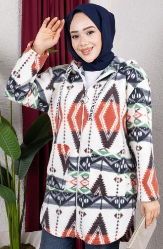 Gilet En Peluche à Capuche à Motifs 2062-06 Saumon 2062-06