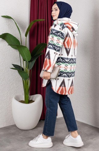 Gilet En Peluche à Capuche à Motifs 2062-06 Saumon 2062-06