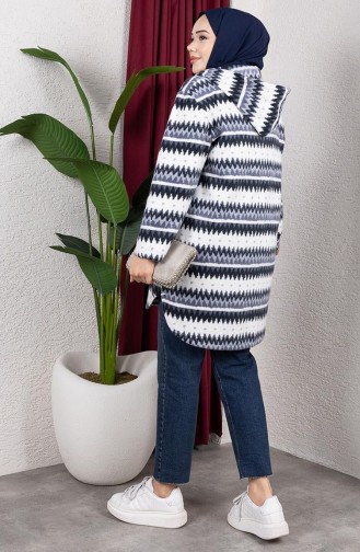 Gestreept Pluchen Vest Met Capuchon 2062-10 Antraciet 2062-10