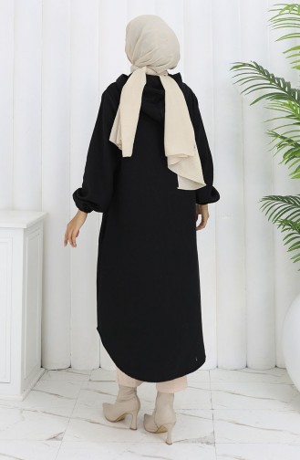 Front Buttoned Hooded Cashmere Coat 0188-01 Black 0188-01