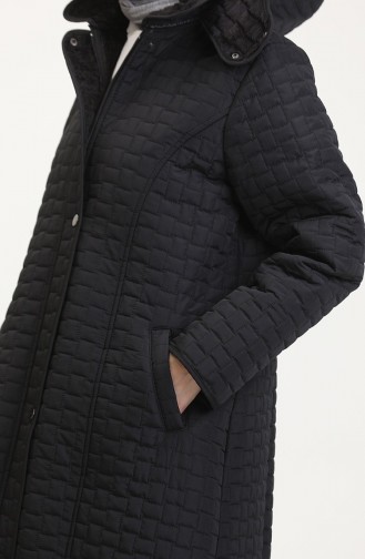 Büyük Beden Kapüşonlu Kapitone Mont 6134-04 Siyah